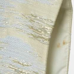 Paule Ka Cream/Blue Lurex Jacquard Sleeveless Short Dress L