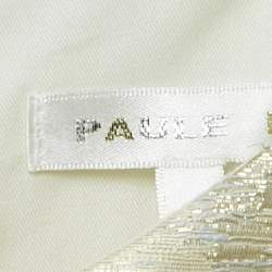 Paule Ka Cream/Blue Lurex Jacquard Sleeveless Short Dress L