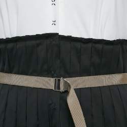 Paule Ka Black & White Cotton Pleated Detail Midi Dress M