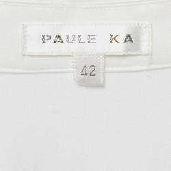 Paule Ka Black & White Cotton Pleated Detail Midi Dress M