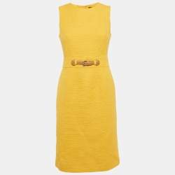 Paule Ka Yellow Cotton Sleeveless Midi Dress M