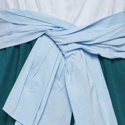 Pre Owned Paule Ka White/Green Cotton Sleeveless Short Dress M