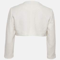 Pre Owned Paule Ka White Broderie Anglaise Cotton Crop Jacket L