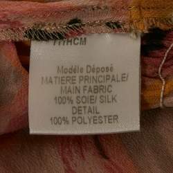 Pre Owned Paule Ka Pink Floral Print Silk Ruffled Sleeve Maxi Dress M    