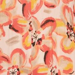 Pre Owned Paule Ka Pink Floral Print Silk Ruffled Sleeve Maxi Dress M    