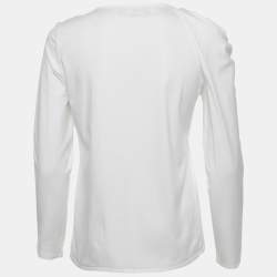 Pre Owned Paule Ka White Jersey Puff Sleeve Top L