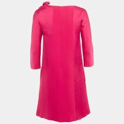 Pre Owned Paule Ka Pink Crepe Bow Detail Mini Shift Dress S