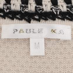 Pre Owned Paule Ka Off White/Black Knit Midi Dress M