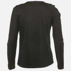 Pre Owned Paule Ka Black Cotton Ruched Sleeve Top L