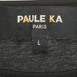 Pre Owned Paule Ka Black Cotton Ruched Sleeve Top L