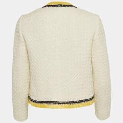 Pre Owned Paule Ka Off-White Textured Cotton Blend Open Front Jacket M