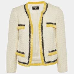 Pre Owned Paule Ka Off-White Textured Cotton Blend Open Front Jacket M