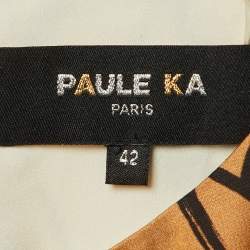 Pre Owned Paule Ka Brown Heart Print Satin Midi Dress L