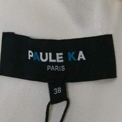 Pre Owned Paule Ka White Crepe Frill Neck Detail Maxi Dress M