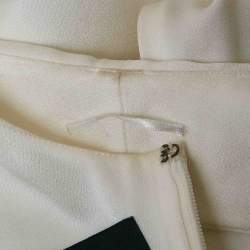 Pre Owned Paule Ka White Crepe Frill Neck Detail Maxi Dress M