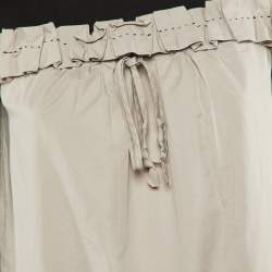 Pre Owned Paule Ka Black /Beige Cotton Ruched Detail Top S