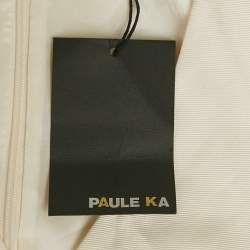Pre Owned Paule Ka White /Pink Crepe Sleeveless Short Dress M