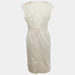Pre Owned Paule Ka White /Pink Crepe Sleeveless Short Dress M
