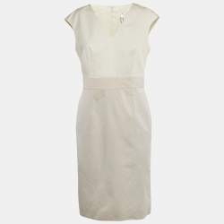 Pre Owned Paule Ka White /Pink Crepe Sleeveless Short Dress M