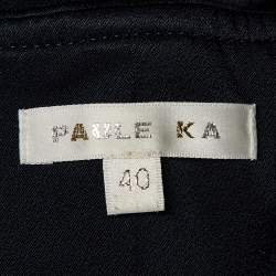 Pre Owned Paule Ka Black /Navy Blue Crepe Bow Detail Strapless Maxi Dress M