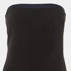 Pre Owned Paule Ka Black /Navy Blue Crepe Bow Detail Strapless Maxi Dress M