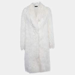 Pre Owned Paule Ka White Fur Open Front Coat M