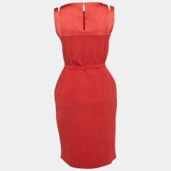 Pre Owned Paule Ka Red Sateen Sleeveless Short Dress S