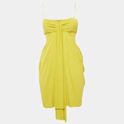 Pre Owned فستان بول كا قصير متشابك مزين تريكو أخضر حجم صغير