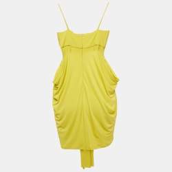 Pre Owned فستان بول كا قصير متشابك مزين تريكو أخضر حجم صغير