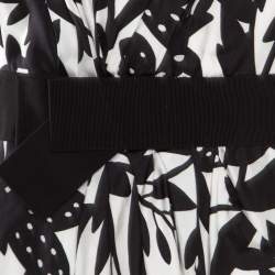 Paule Ka Monochrome Printed Silk Bow Detail Sleeveless Dress M