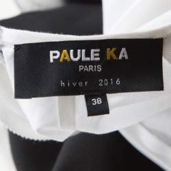 Paule Ka  Monochrome Colorblock Cotton Ruffle Trim Cap Sleeve Dress M