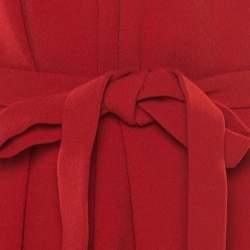Paule Ka Red Cutout Shoulder Detail Pleated Sleeveless Belted Dress M