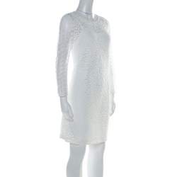 Paule Ka White Multi Lace Long Sleeve Shift Dress M
