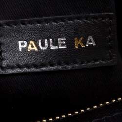 Paule Ka Black/Beige Leather and Leopard Print Calfhair Tote
