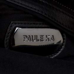 Paule Ka Blue Leather and Croc Embossed Leather Bow Tote
