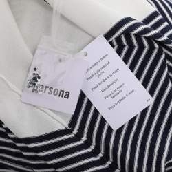 Pre Owned Persona Blue/White Stripe Stretch Knit Cardigan XL