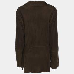 Pre Owned N.O.W by Persona Moss Green Suede Single Breasted Jacket XL