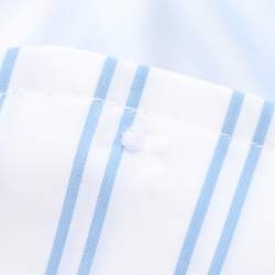 Pre Owned Persona White/Blue Stripe Cotton Belted Shirt Top XL