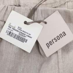 Pre Owned Persona Metallic Beige Linen Wide Leg Trousers XL