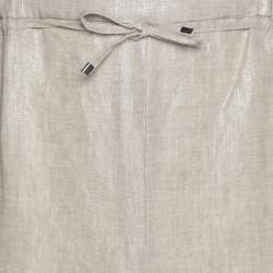 Pre Owned Persona Metallic Beige Linen Wide Leg Trousers XL