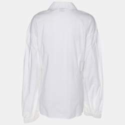 مملوكة مسبقًا قميص برسونا أبيض قطن طويل الأكمام مقاس كبير