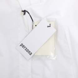 مملوكة مسبقًا قميص برسونا أبيض قطن طويل الأكمام مقاس كبير