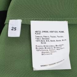 Pre Owned Persona Green/Black Silk Whip Stitch Detail Midi Dress L
