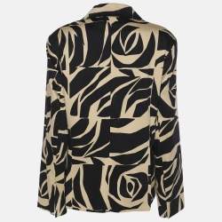 مملوكة مسبقًا Perte by Krizia Black/Beige Stretch Cotton Single Breasted Blazer XL