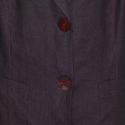 Pre Owned بليزر بيرتي باي كريزيا كتان بنفسجي بزرار فردي مقاس كبير - لارج