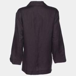 Pre Owned بليزر بيرتي باي كريزيا كتان بنفسجي بزرار فردي مقاس كبير - لارج