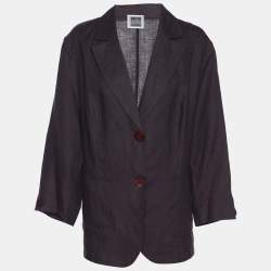 Pre Owned Perte by Krizia Purple Linen Single Breasted Blazer L