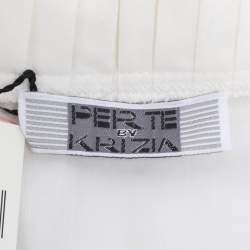 Pre Owned قميص ببرتي من كريتسيا أبيض بخليط قطن بكشكش من الأمام وبأكمام طويلة مقاس كبير - لارج