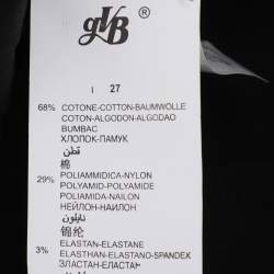 مملوكة مسبقًا قميص ببيرتي من كريتسيا أسود بخليط قطن بكشكش من الأمام وبأكمام طويلة مقاس كبير - لارج