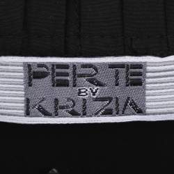 مملوكة مسبقًا قميص ببيرتي من كريتسيا أسود بخليط قطن بكشكش من الأمام وبأكمام طويلة مقاس كبير - لارج